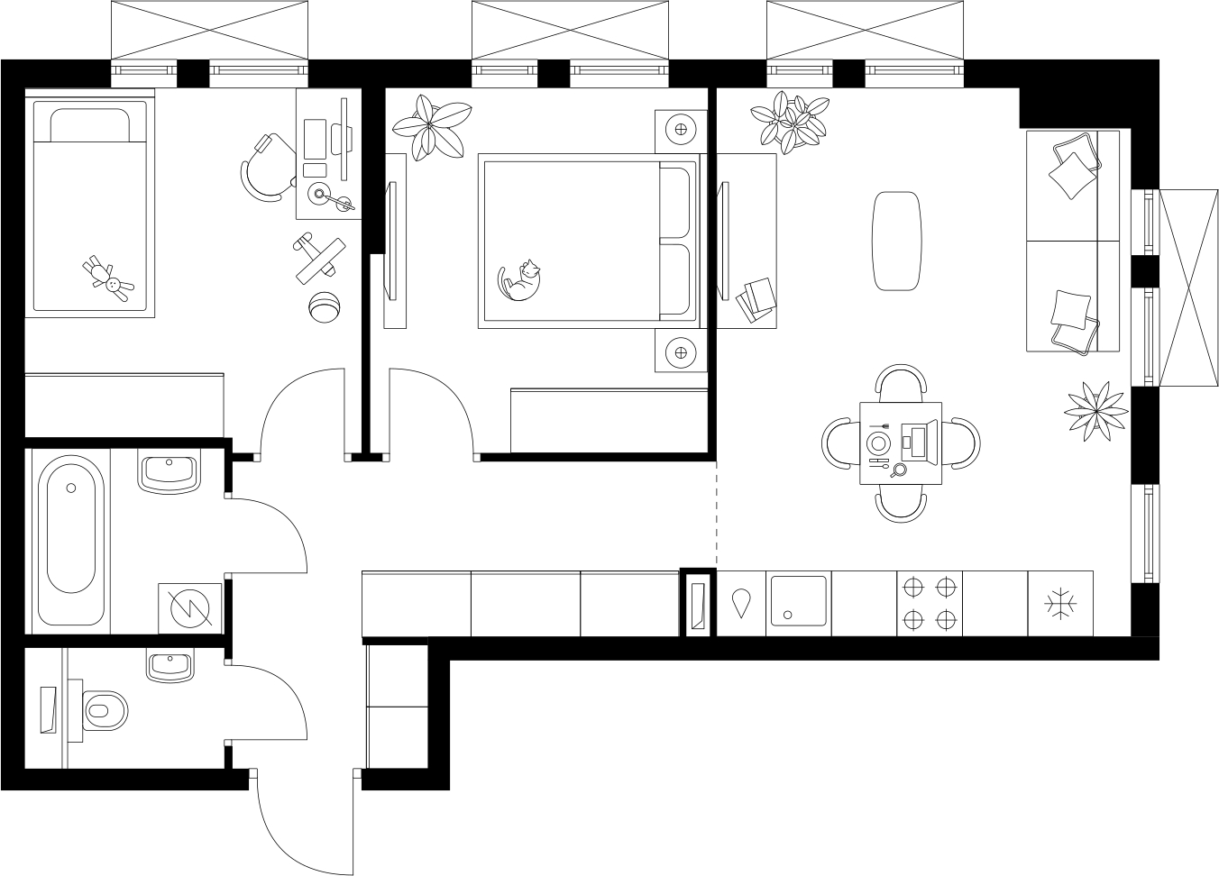 3-комнатная квартира в ЖК Скандинавия на 10 этаже в 1 секции. Сдача в 4 кв. 2024 г.