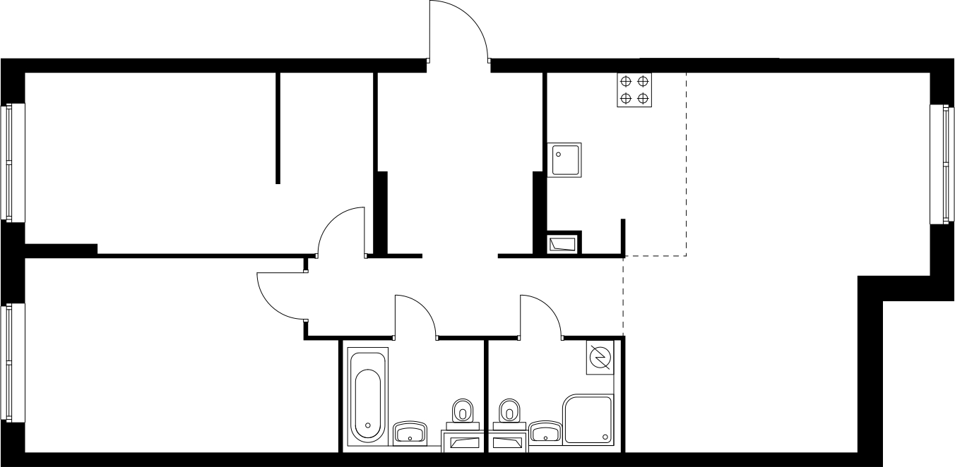 2-комнатная квартира в ЖК Грибовский лес на 1 этаже в 9А1 секции. Сдача в 2 кв. 2020 г.