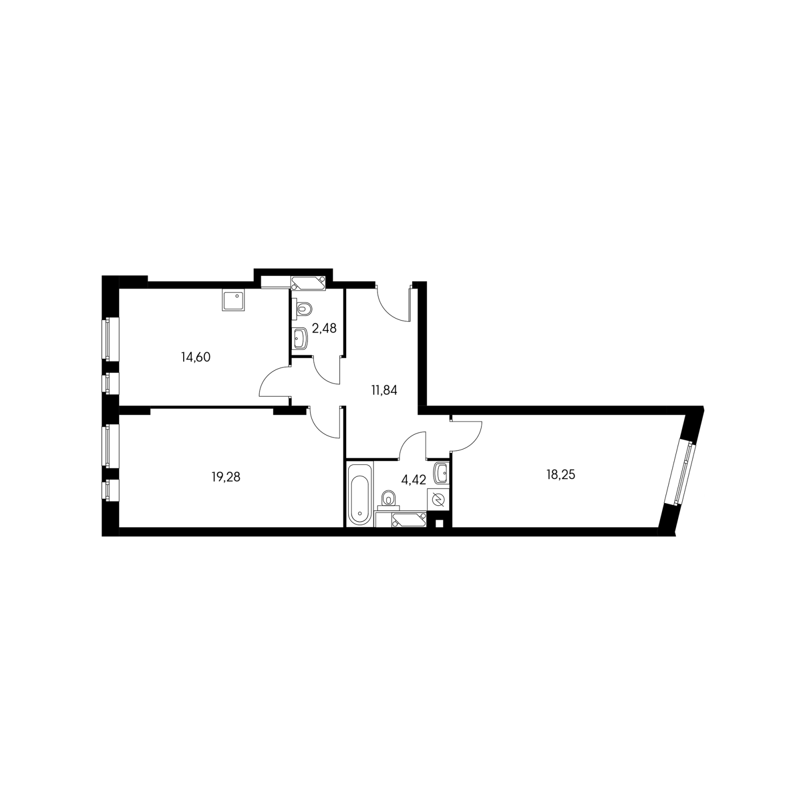 1-комнатная квартира (Студия) с отделкой в ЖК Саларьево Парк на 14 этаже в 1 секции. Сдача в 3 кв. 2026 г.