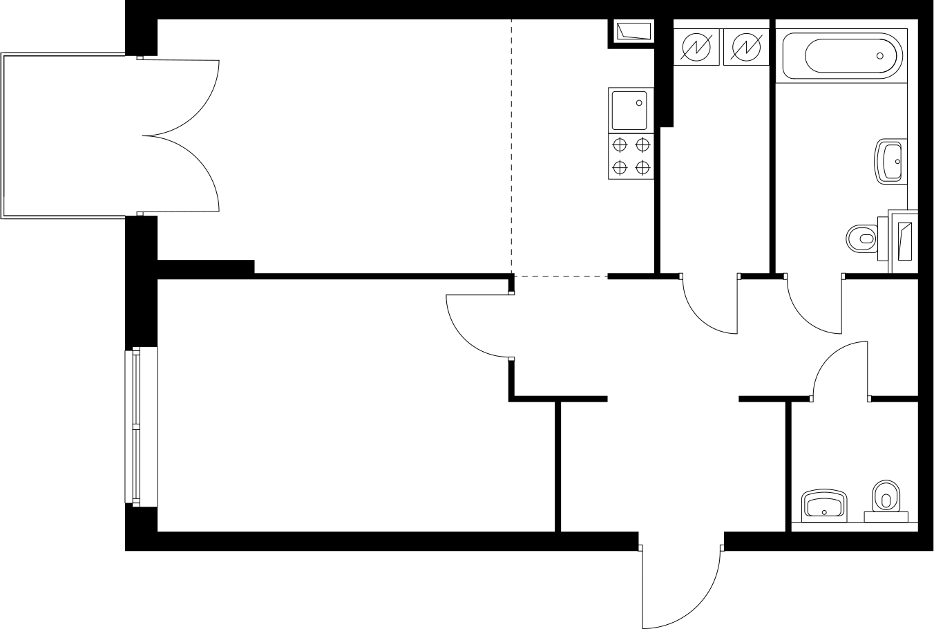 1-комнатная квартира в ЖК Грибовский лес на 3 этаже в 12А1 секции. Сдача в 2 кв. 2020 г.