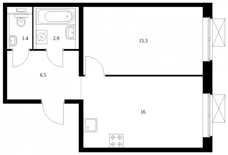 1-комнатная квартира (Студия) в ЖК Северная палитра на 15 этаже в 1 секции. Дом сдан.