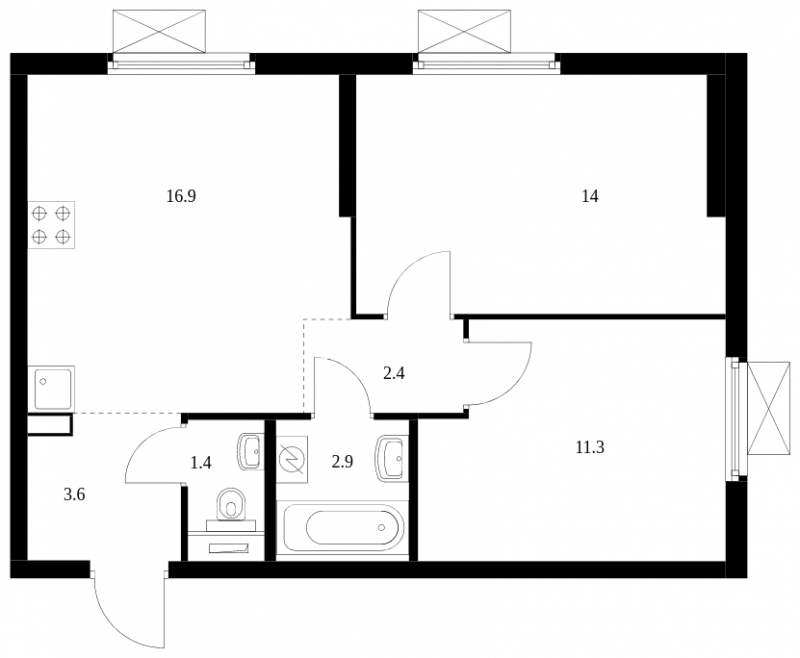 1-комнатная квартира (Студия) с отделкой в ЖК Саларьево Парк на 12 этаже в 1 секции. Сдача в 3 кв. 2026 г.