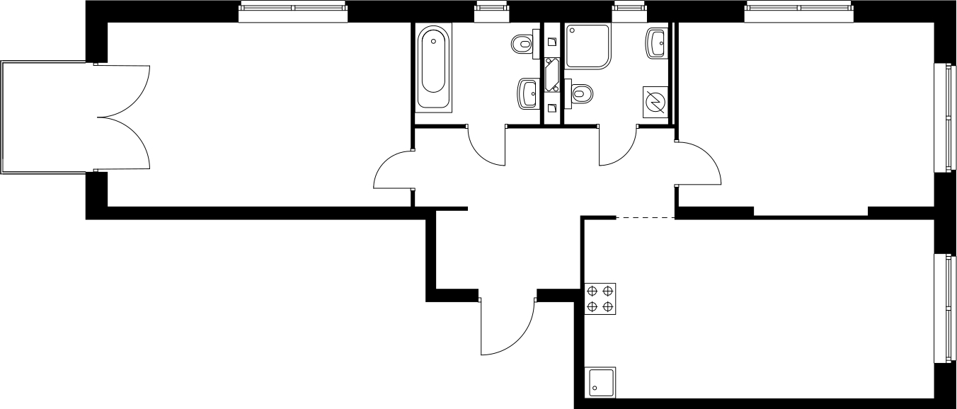 1-комнатная квартира (Студия) с отделкой в ЖК Саларьево Парк на 11 этаже в 1 секции. Сдача в 3 кв. 2026 г.