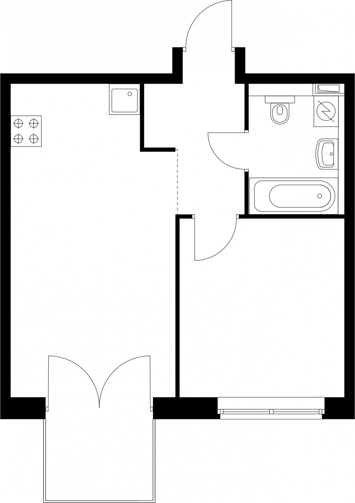 1-комнатная квартира (Студия) с отделкой в ЖК Green Park на 15 этаже в 8 секции. Сдача в 1 кв. 2024 г.