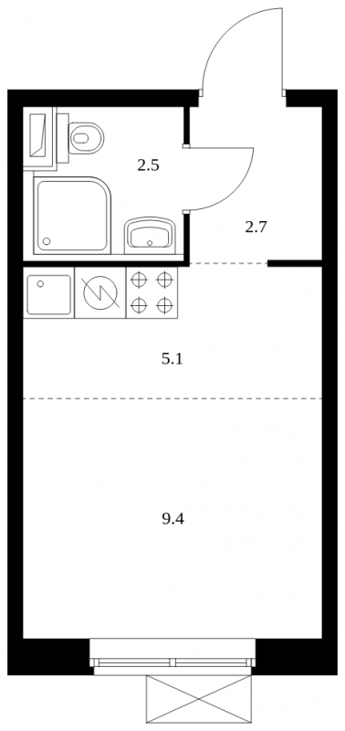 1-комнатная квартира с отделкой в ЖК Бунинские луга на 17 этаже в 2 секции. Сдача в 2 кв. 2024 г.