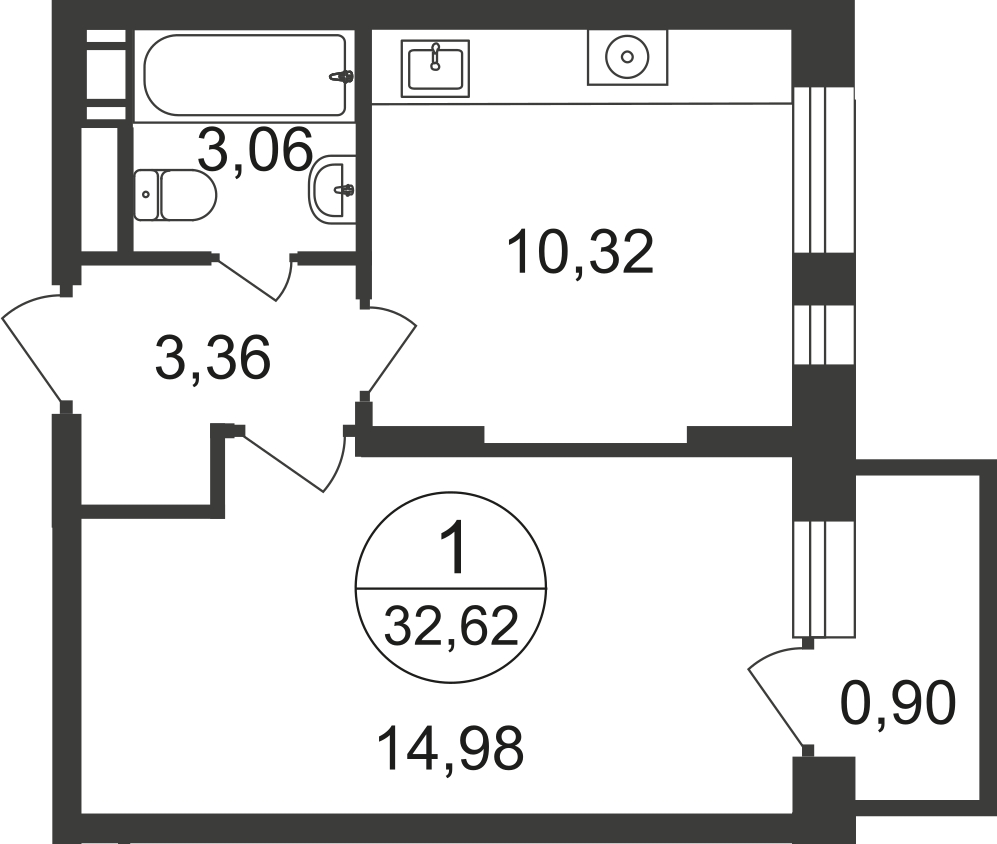 2-комнатная квартира с отделкой в ЖК Green Park на 5 этаже в 3 секции. Сдача в 1 кв. 2024 г.