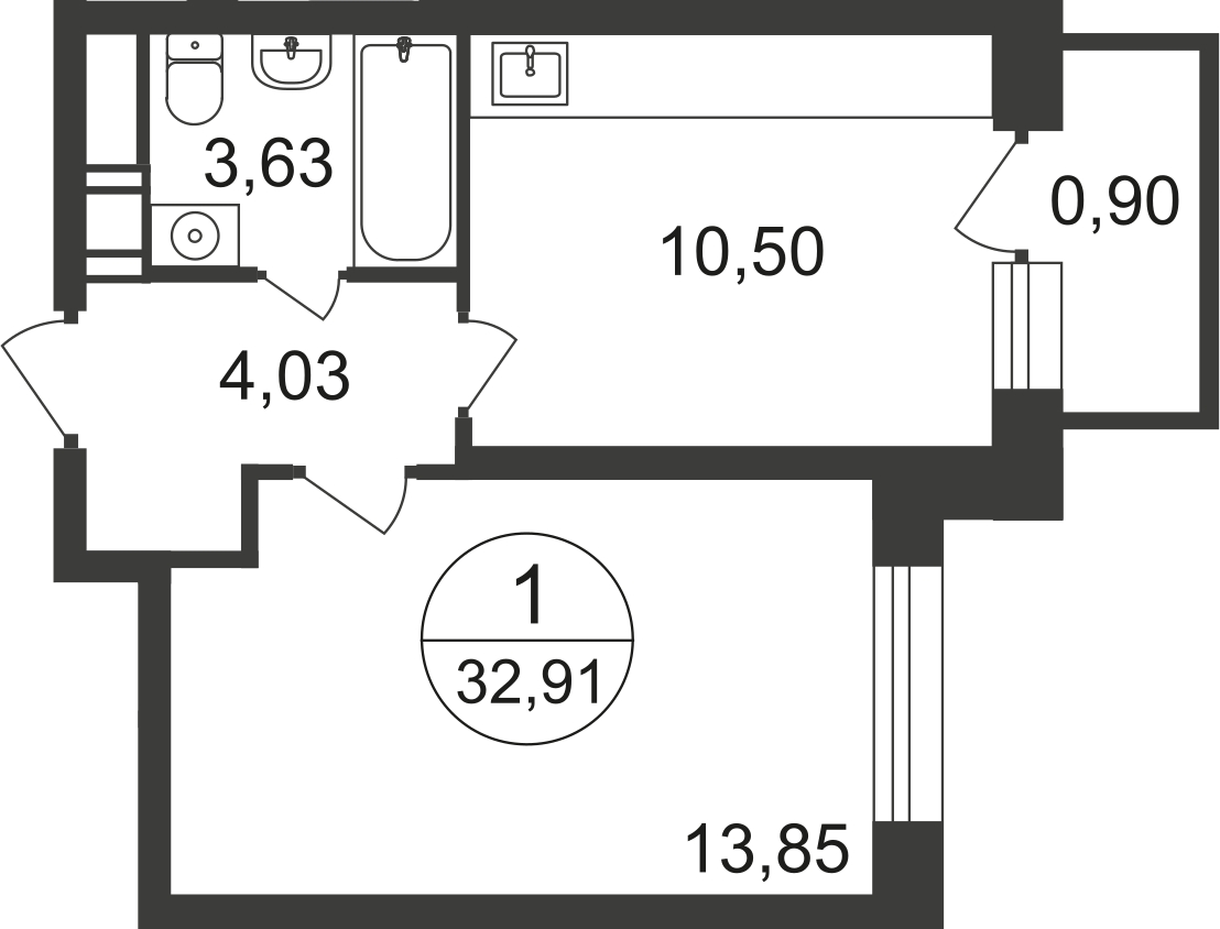 1-комнатная квартира с отделкой в ЖК Green Park на 8 этаже в 2 секции. Сдача в 1 кв. 2024 г.