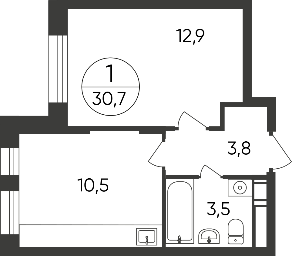 1-комнатная квартира с отделкой в ЖК Green Park на 9 этаже в 2 секции. Сдача в 1 кв. 2024 г.