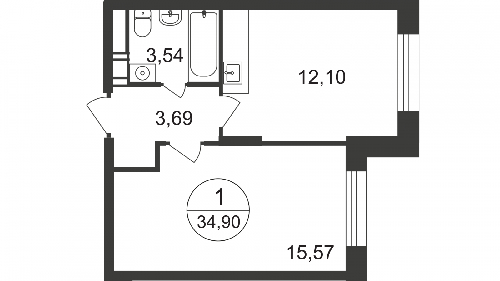 1-комнатная квартира с отделкой в ЖК Люберцы на 16 этаже в 15 секции. Сдача в 3 кв. 2023 г.