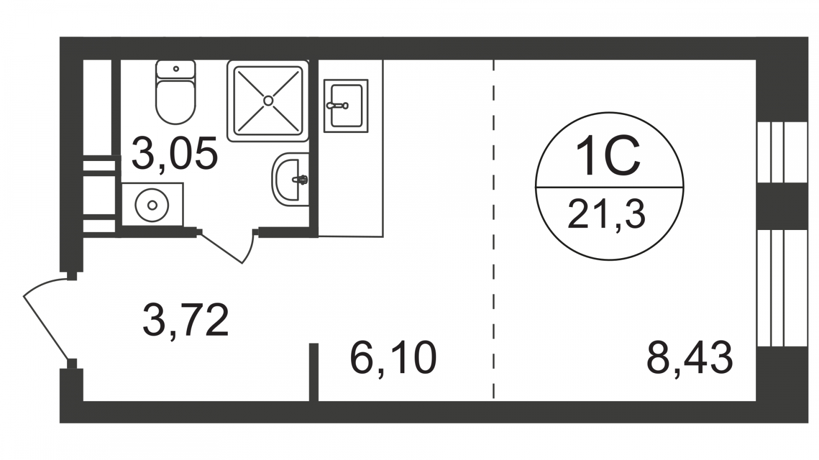 1-комнатная квартира с отделкой в ЖК Люберцы на 13 этаже в 2 секции. Сдача в 3 кв. 2023 г.