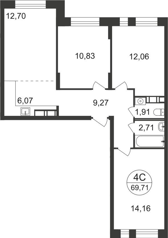 1-комнатная квартира с отделкой в ЖК Люберцы на 17 этаже в 14 секции. Сдача в 3 кв. 2023 г.