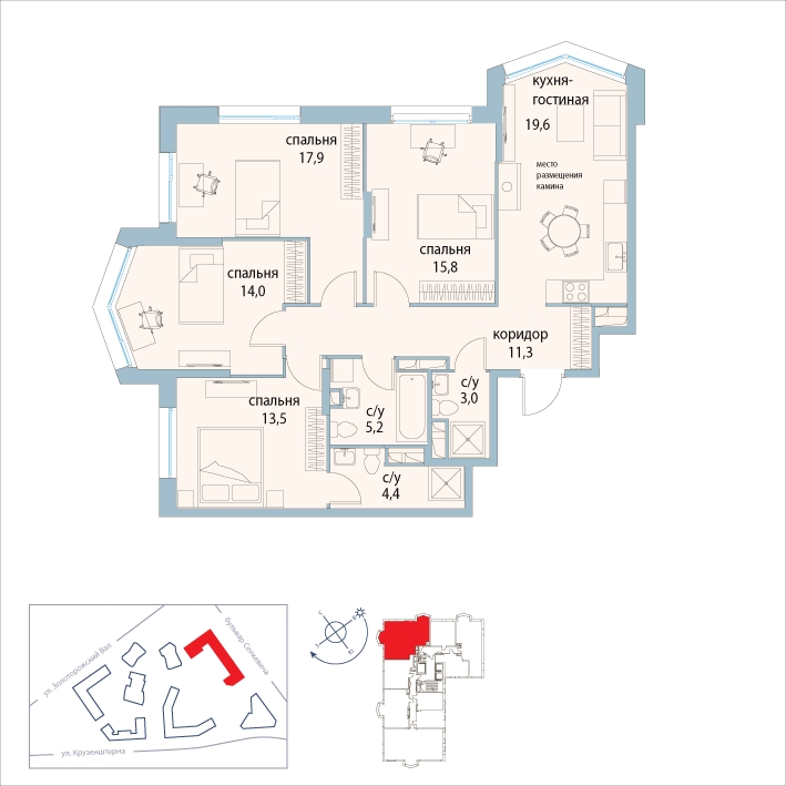 9-комнатная квартира с отделкой в ЖК Люберцы на 4 этаже в 4 секции. Сдача в 3 кв. 2023 г.