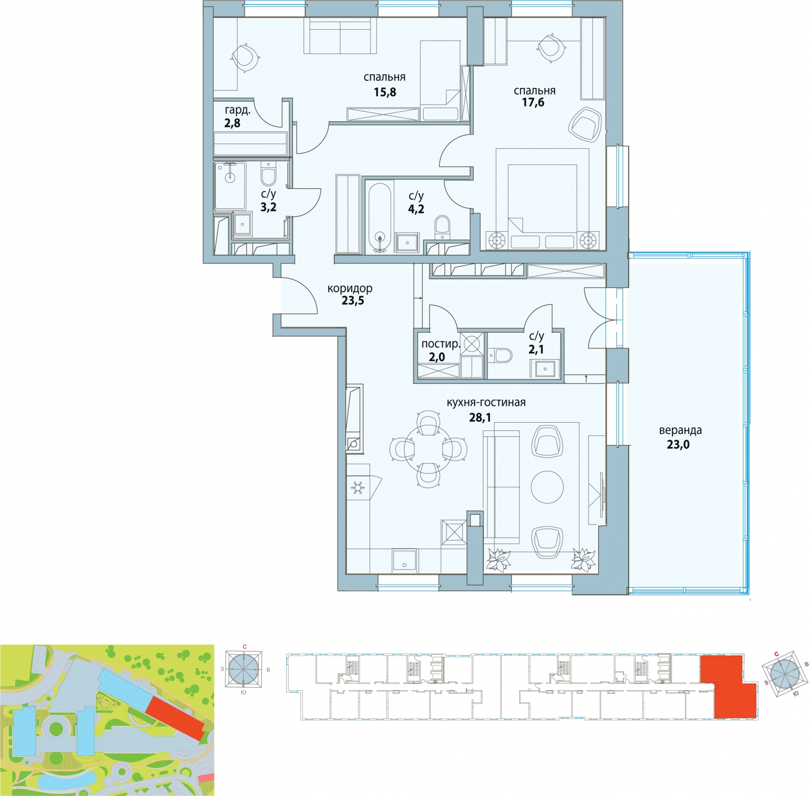 2-комнатная квартира с отделкой в ЖК Северная палитра на 19 этаже в 1 секции. Дом сдан.