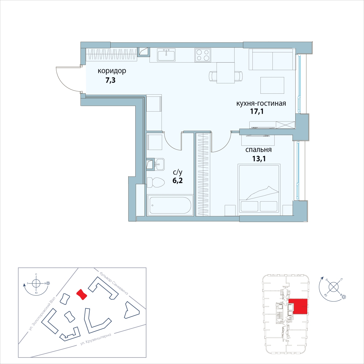 3-комнатная квартира с отделкой в ЖК Люберцы на 16 этаже в 12 секции. Сдача в 3 кв. 2023 г.