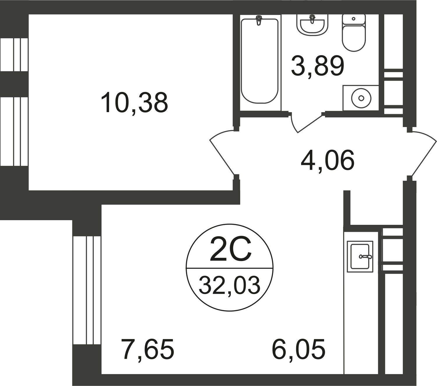 2-комнатная квартира с отделкой в ЖК Томилино Парк на 16 этаже в 1 секции. Сдача в 2 кв. 2022 г.