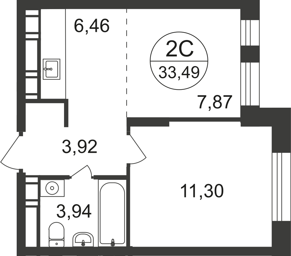 1-комнатная квартира (Студия) с отделкой в ЖК Скандинавия на 14 этаже в 1 секции. Сдача в 2 кв. 2025 г.