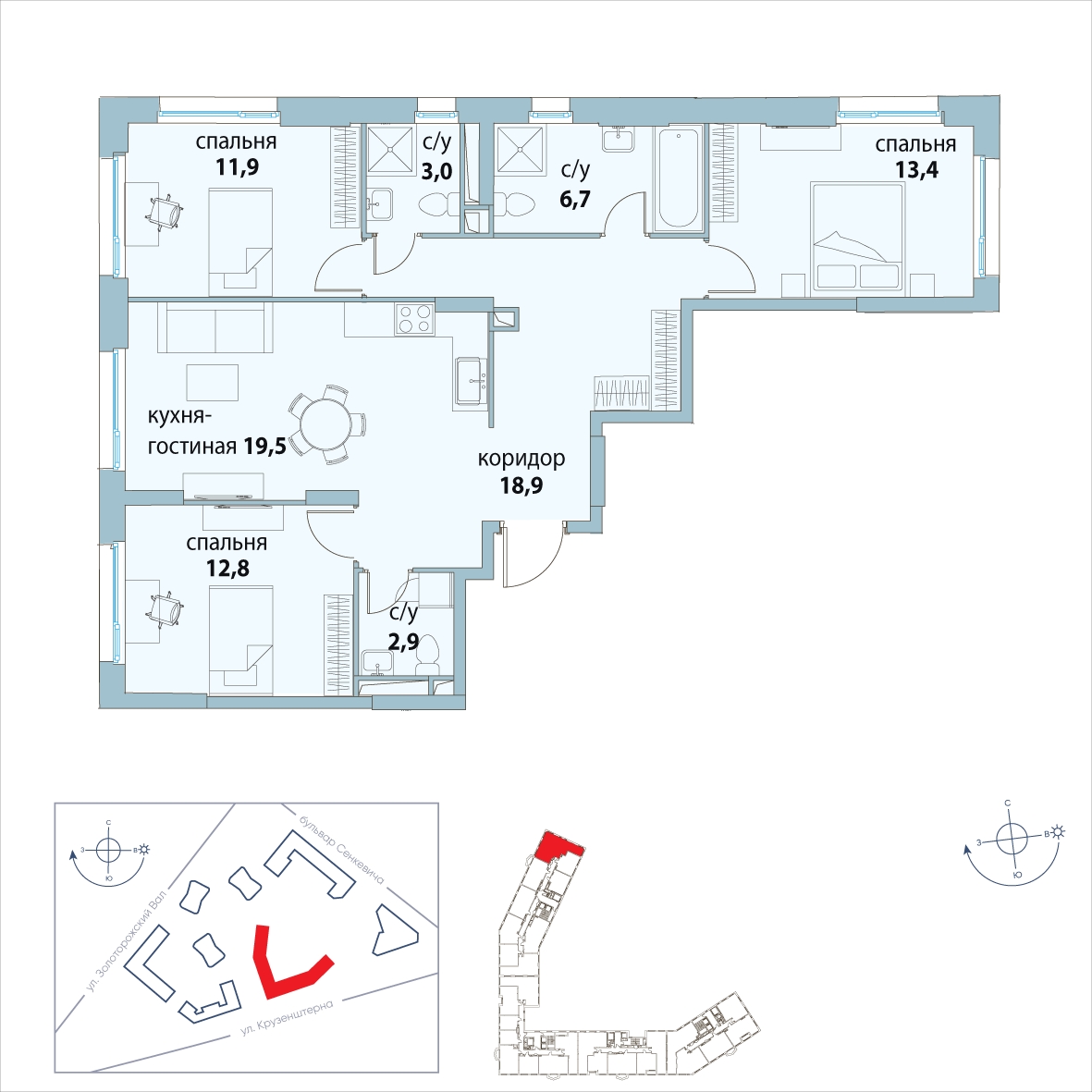 2-комнатная квартира с отделкой в ЖК Академика Павлова на 3 этаже в 3 секции. Сдача в 2 кв. 2024 г.
