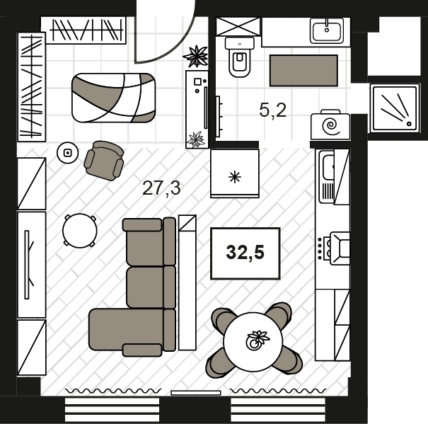 3-комнатная квартира в ЖК Символ на 5 этаже в 3 секции. Сдача в 3 кв. 2025 г.