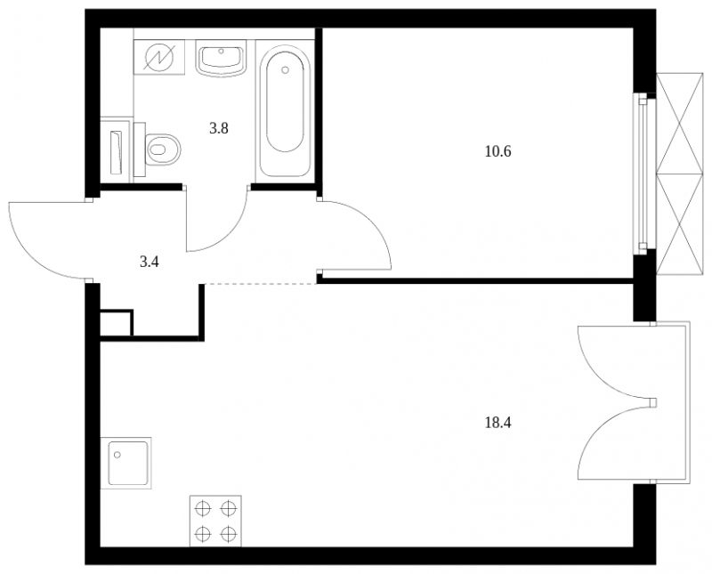 1-комнатная квартира (Студия) в ЖК Символ на 5 этаже в 2 секции. Сдача в 3 кв. 2025 г.