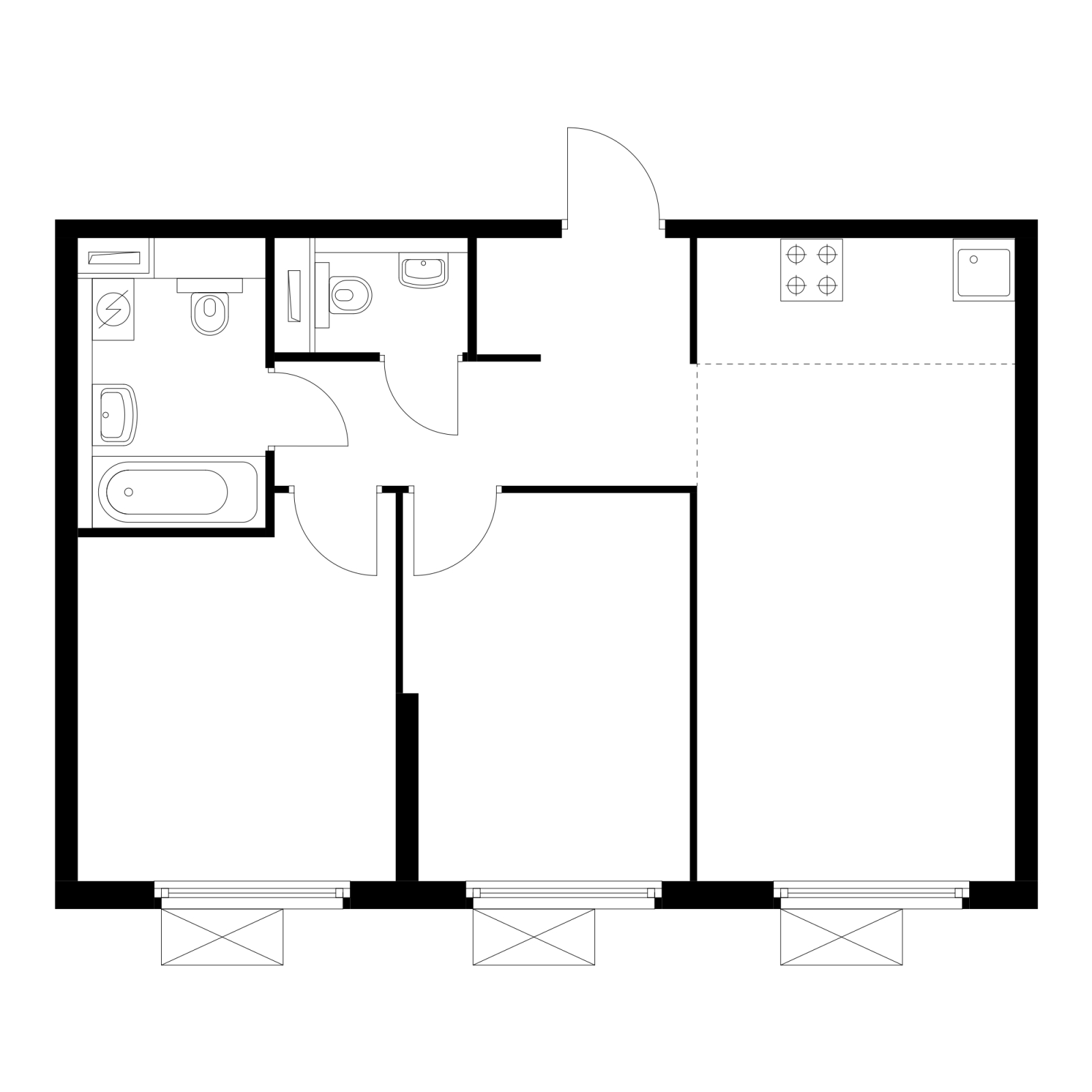 2-комнатная квартира в ЖК Символ на 22 этаже в 3 секции. Сдача в 1 кв. 2024 г.