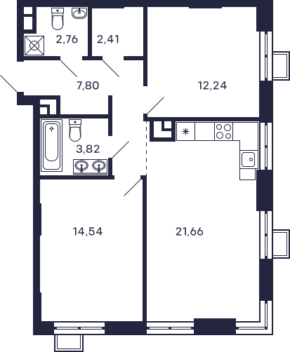 1-комнатная квартира в ЖК Новый Зеленоград на 16 этаже в 2 секции. Сдача в 1 кв. 2023 г.