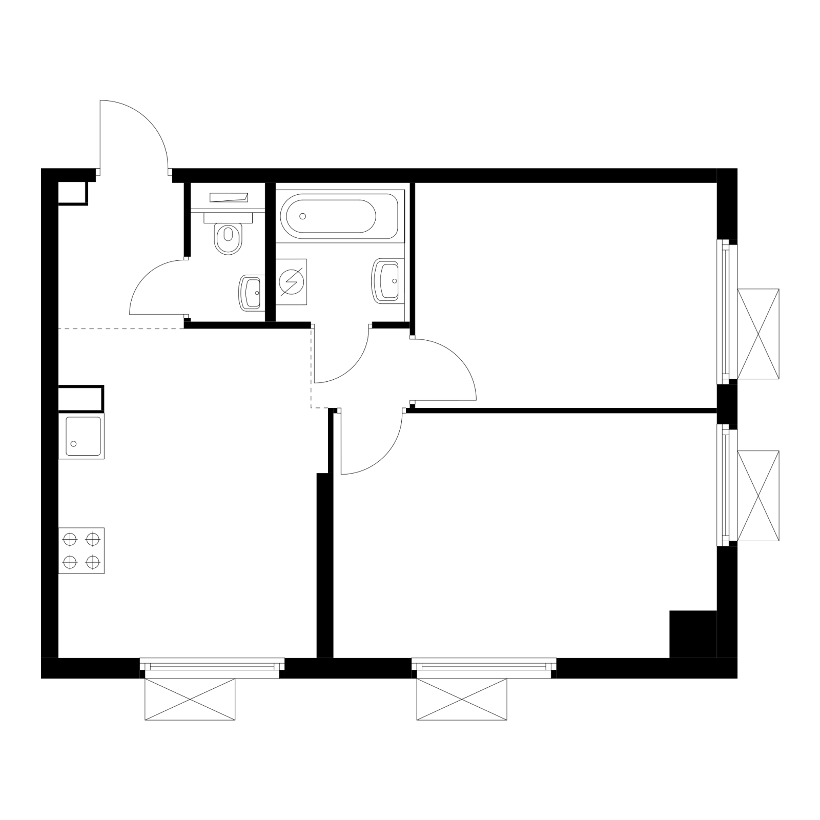 2-комнатная квартира в ЖК Символ на 9 этаже в 1 секции. Сдача в 3 кв. 2025 г.