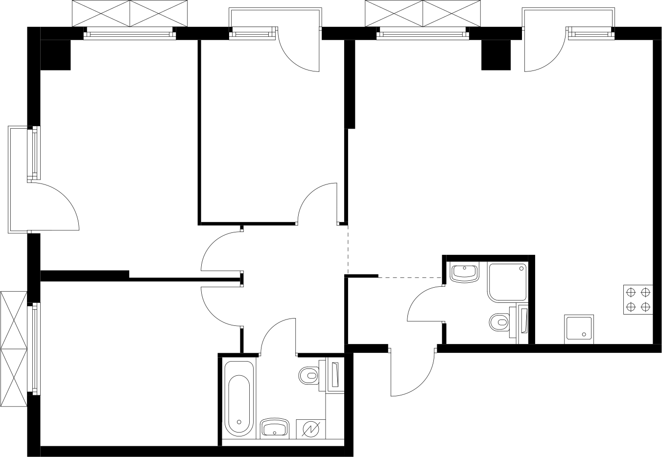 2-комнатная квартира в ЖК Символ на 3 этаже в 1 секции. Сдача в 3 кв. 2025 г.
