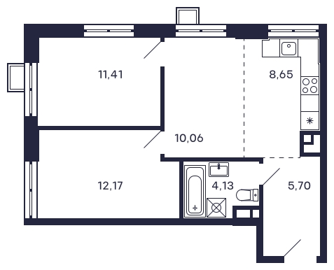 1-комнатная квартира в ЖК Новый Зеленоград на 14 этаже в 1 секции. Сдача в 4 кв. 2021 г.