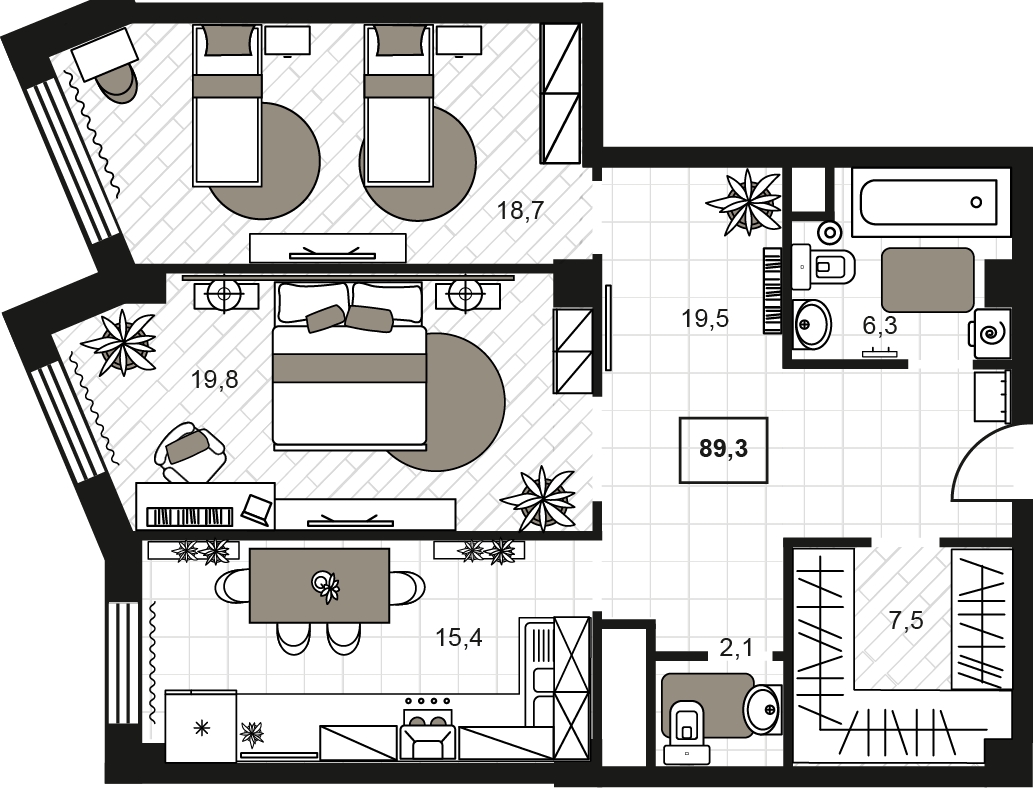 3-комнатная квартира с отделкой в ЖК Академика Павлова на 3 этаже в 3 секции. Сдача в 2 кв. 2024 г.