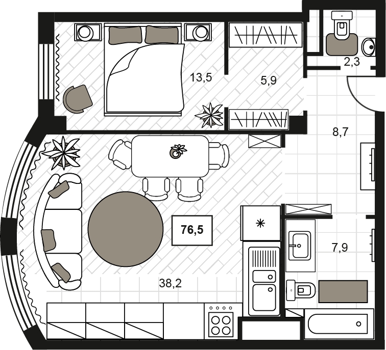 2-комнатная квартира в ЖК Скандинавия на 12 этаже в 3 секции. Сдача в 1 кв. 2025 г.