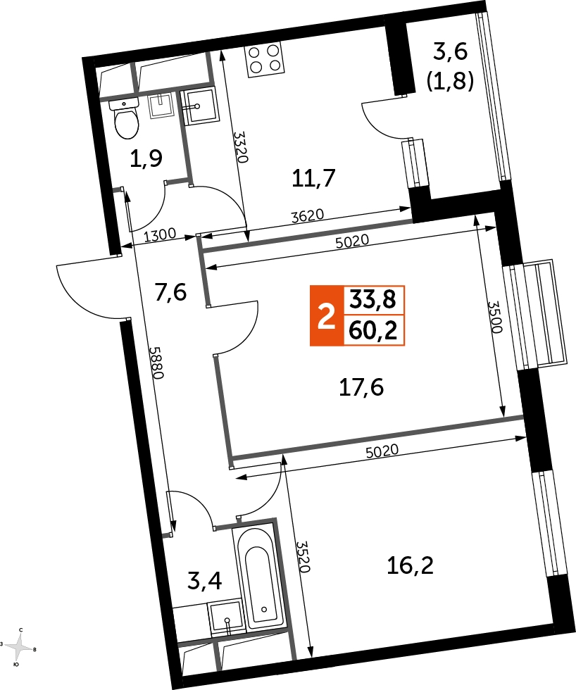 1-комнатная квартира с отделкой в ЖК Академика Павлова на 32 этаже в 2 секции. Сдача в 2 кв. 2024 г.