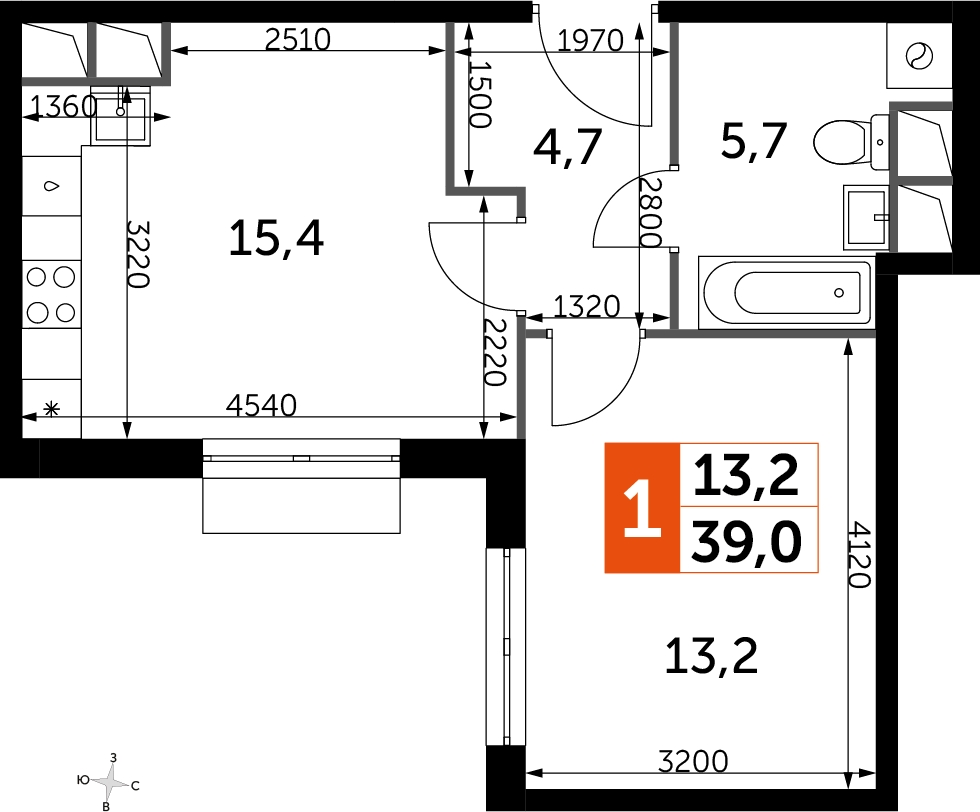 2-комнатная квартира в ЖК UP-квартал Римский на 5 этаже в 20 секции. Сдача в 3 кв. 2023 г.
