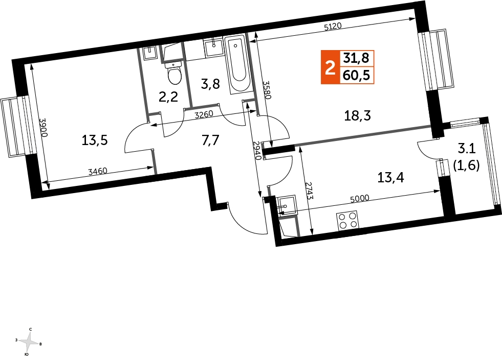 1-комнатная квартира с отделкой в ЖК Академика Павлова на 25 этаже в 1 секции. Сдача в 2 кв. 2024 г.