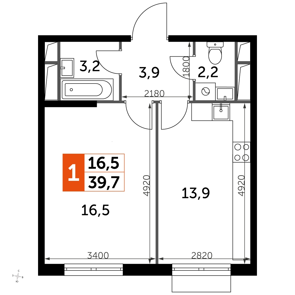 1-комнатная квартира с отделкой в ЖК UP-квартал Римский на 9 этаже в 25 секции. Сдача в 3 кв. 2023 г.