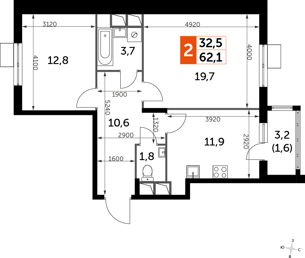 1-комнатная квартира с отделкой в ЖК UP-квартал Римский на 1 этаже в 3 секции. Сдача в 3 кв. 2023 г.