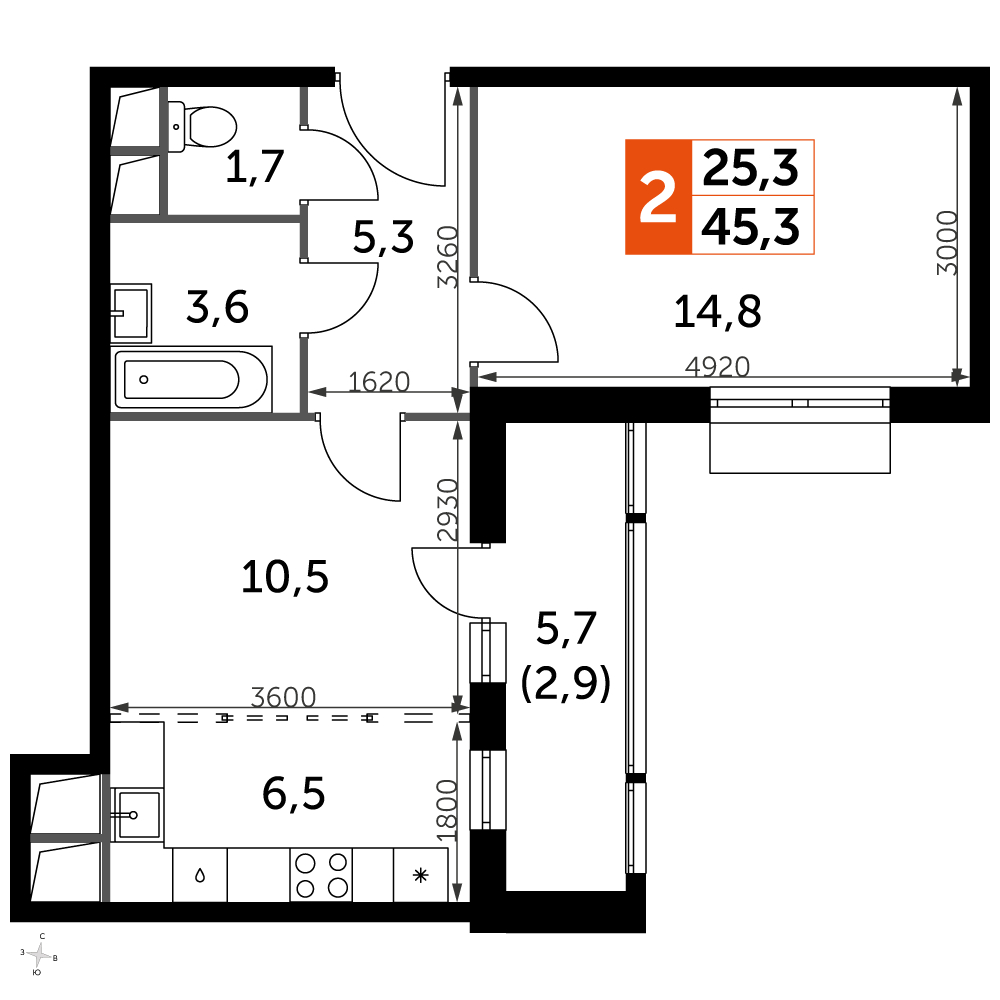 2-комнатная квартира с отделкой в ЖК Академика Павлова на 30 этаже в 2 секции. Сдача в 2 кв. 2024 г.