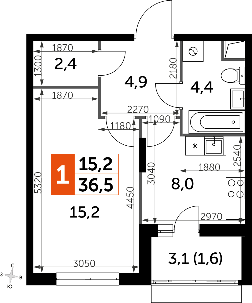 1-комнатная квартира (Студия) с отделкой в ЖК Академика Павлова на 27 этаже в 2 секции. Сдача в 2 кв. 2024 г.