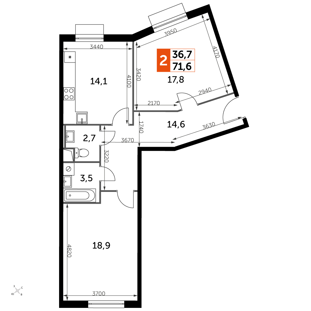 3-комнатная квартира с отделкой в ЖК Академика Павлова на 3 этаже в 3 секции. Сдача в 2 кв. 2024 г.
