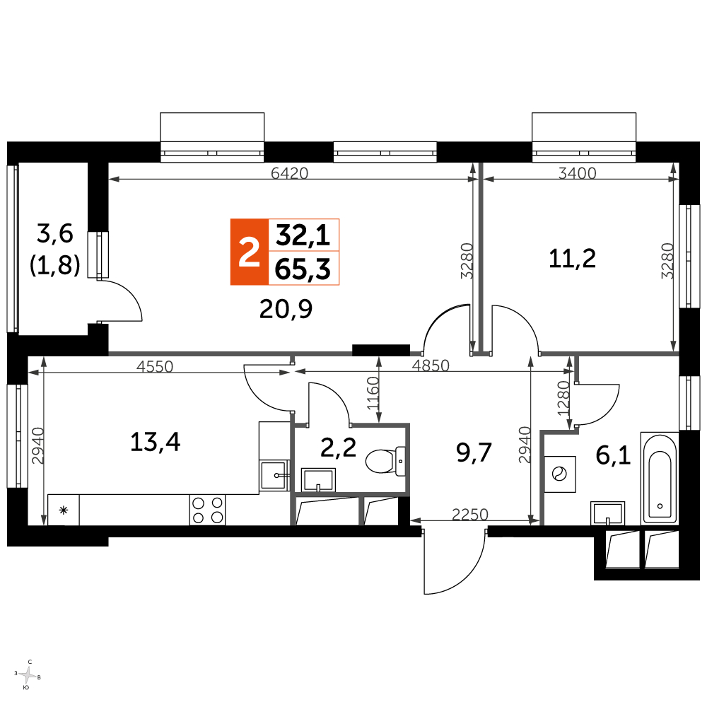 2-комнатная квартира с отделкой в ЖК Академика Павлова на 19 этаже в 1 секции. Сдача в 2 кв. 2024 г.