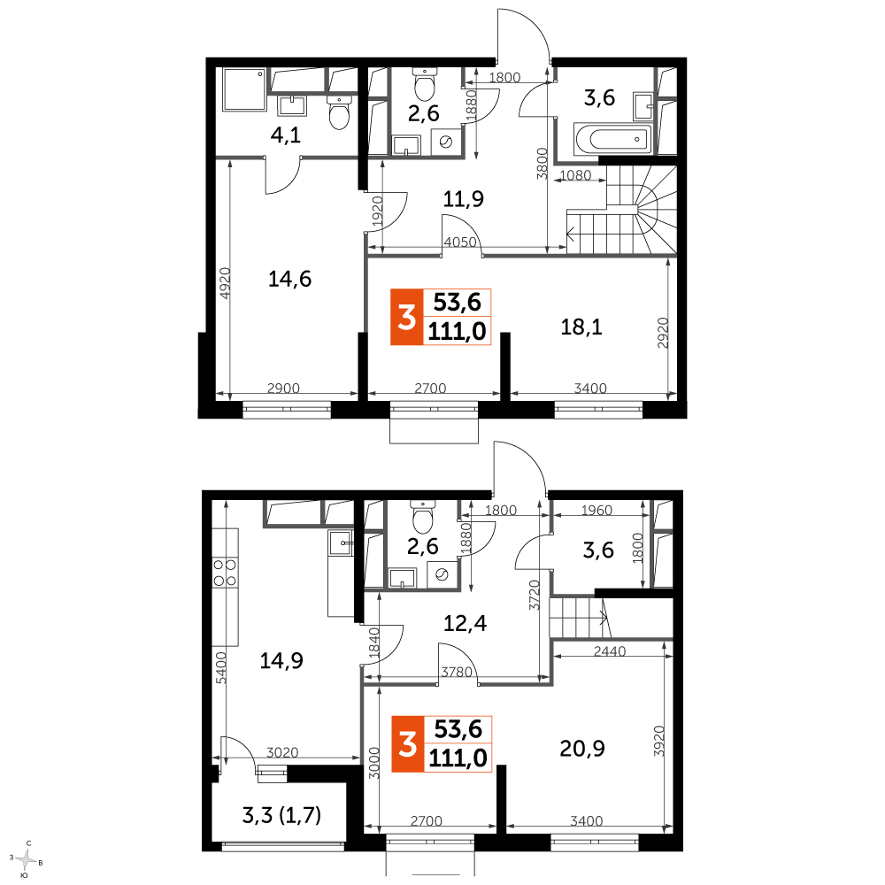 3-комнатная квартира с отделкой в ЖК Мещерский лес на 20 этаже в 1 секции. Сдача в 2 кв. 2023 г.