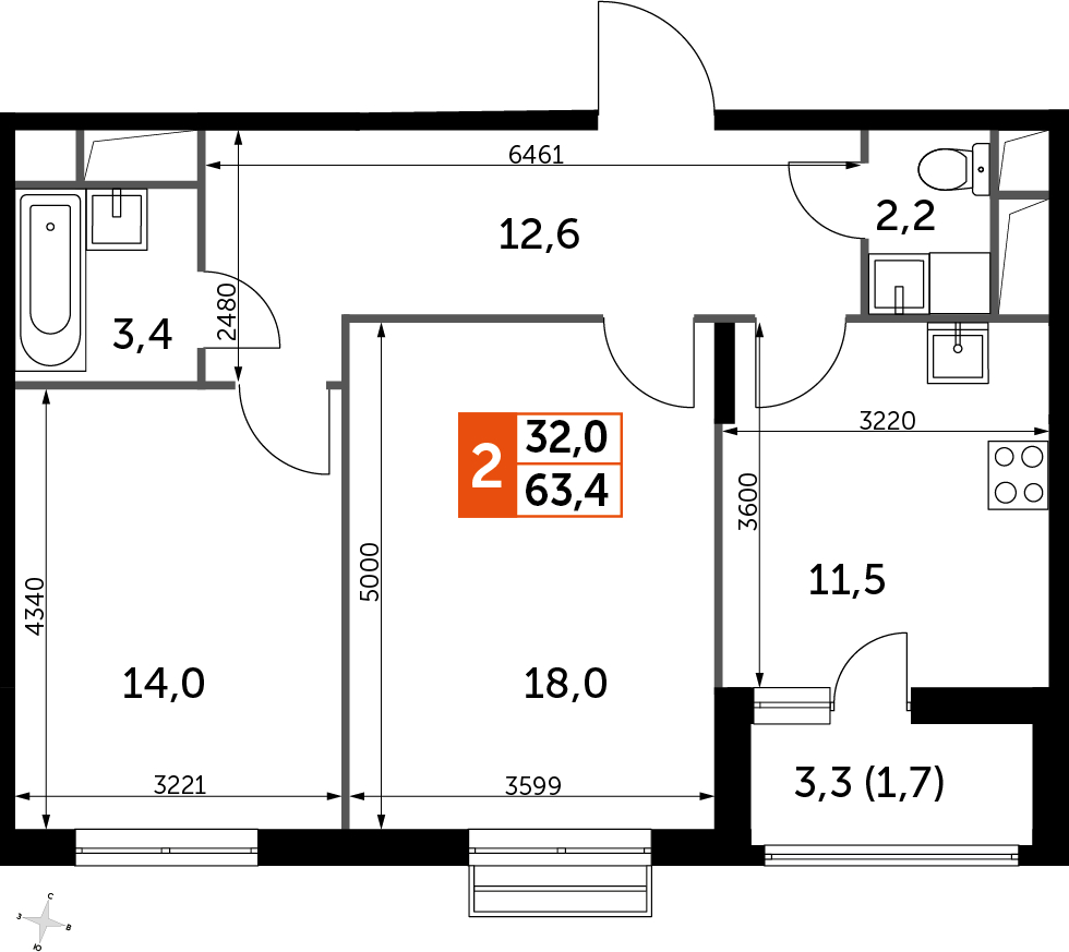 3-комнатная квартира в ЖК Резиденции Замоскворечье на 8 этаже в 2 секции. Дом сдан.