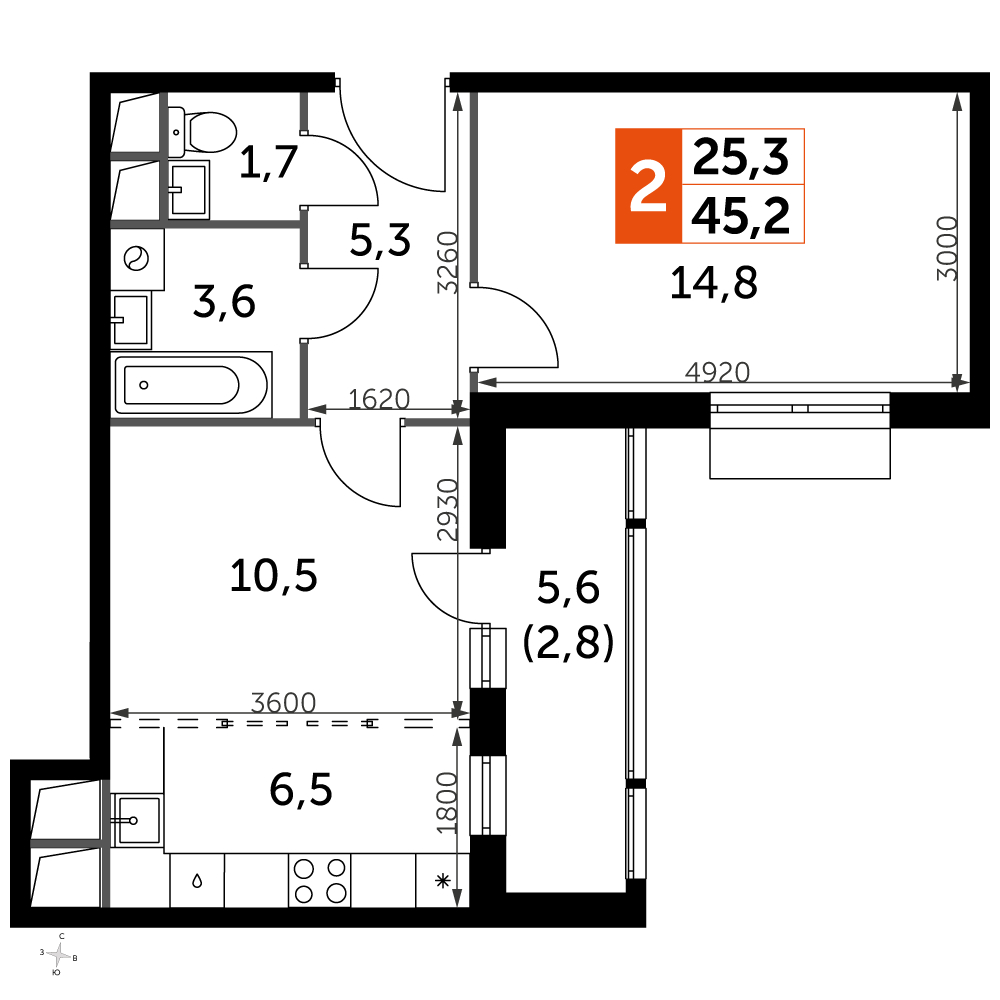 1-комнатная квартира с отделкой в ЖК UP-квартал Римский на 10 этаже в 3 секции. Сдача в 3 кв. 2023 г.