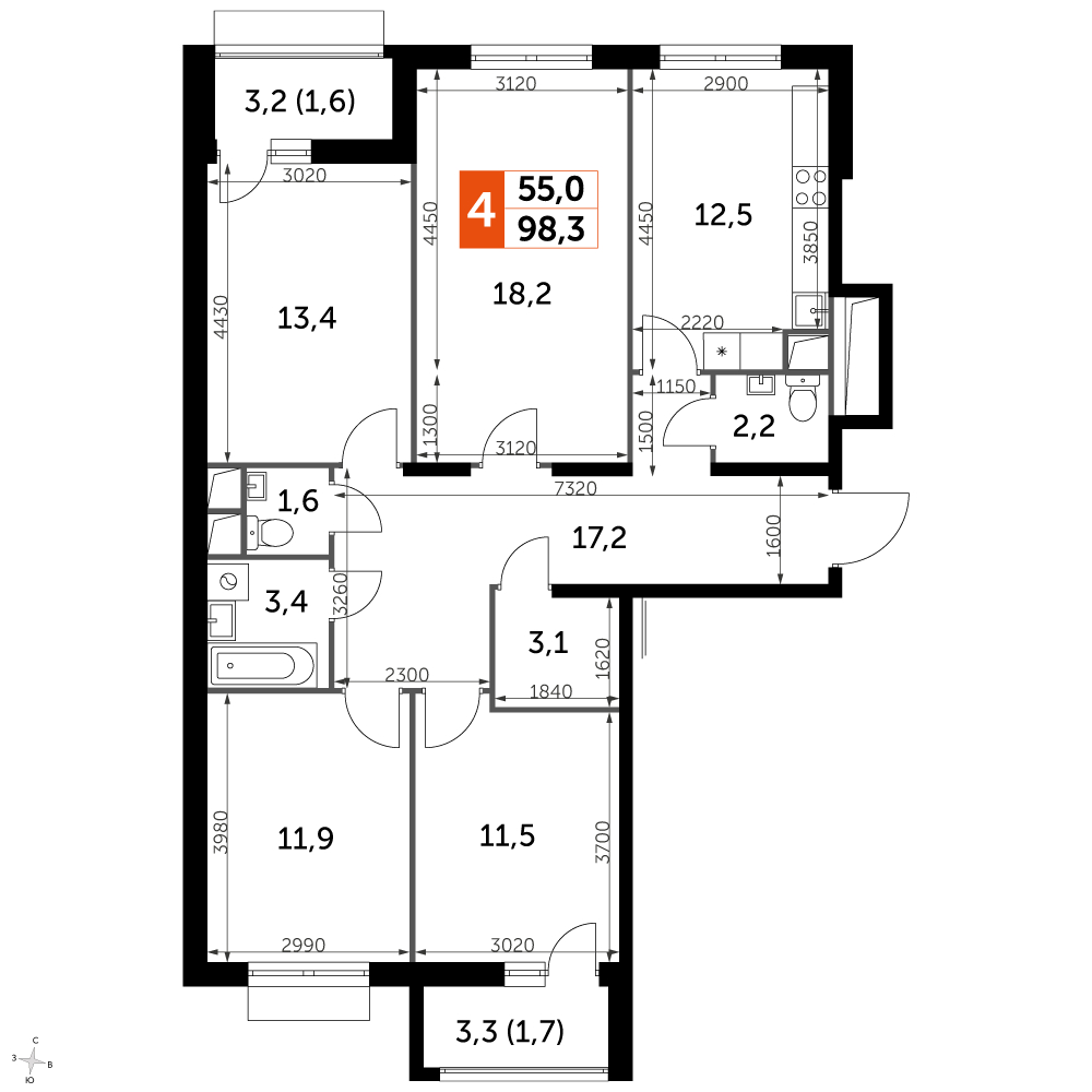 1-комнатная квартира с отделкой в ЖК UP-квартал Римский на 1 этаже в 23 секции. Сдача в 3 кв. 2023 г.