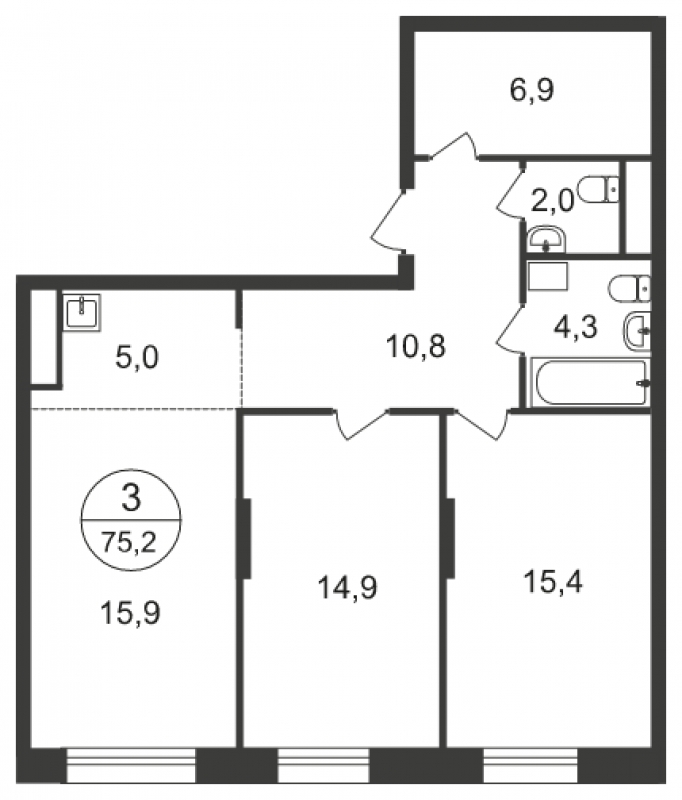 1-комнатная квартира в ЖК UP-квартал Римский на 3 этаже в 18 секции. Сдача в 3 кв. 2023 г.