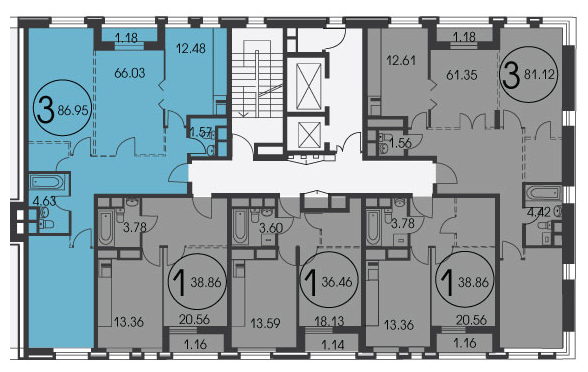 3-комнатная квартира с отделкой в ЖК Лица на 6 этаже в 6 секции. Дом сдан.