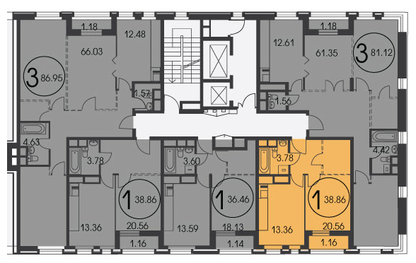 1-комнатная квартира в ЖК Время на 3 этаже в 1 секции. Сдача в 1 кв. 2019 г.