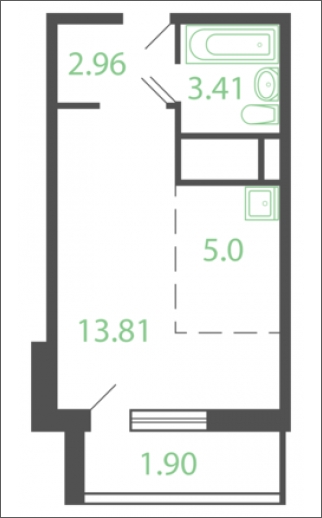 1-комнатная квартира с отделкой в ЖК Эко Бунино на 11 этаже в 10 секции. Сдача в 4 кв. 2025 г.