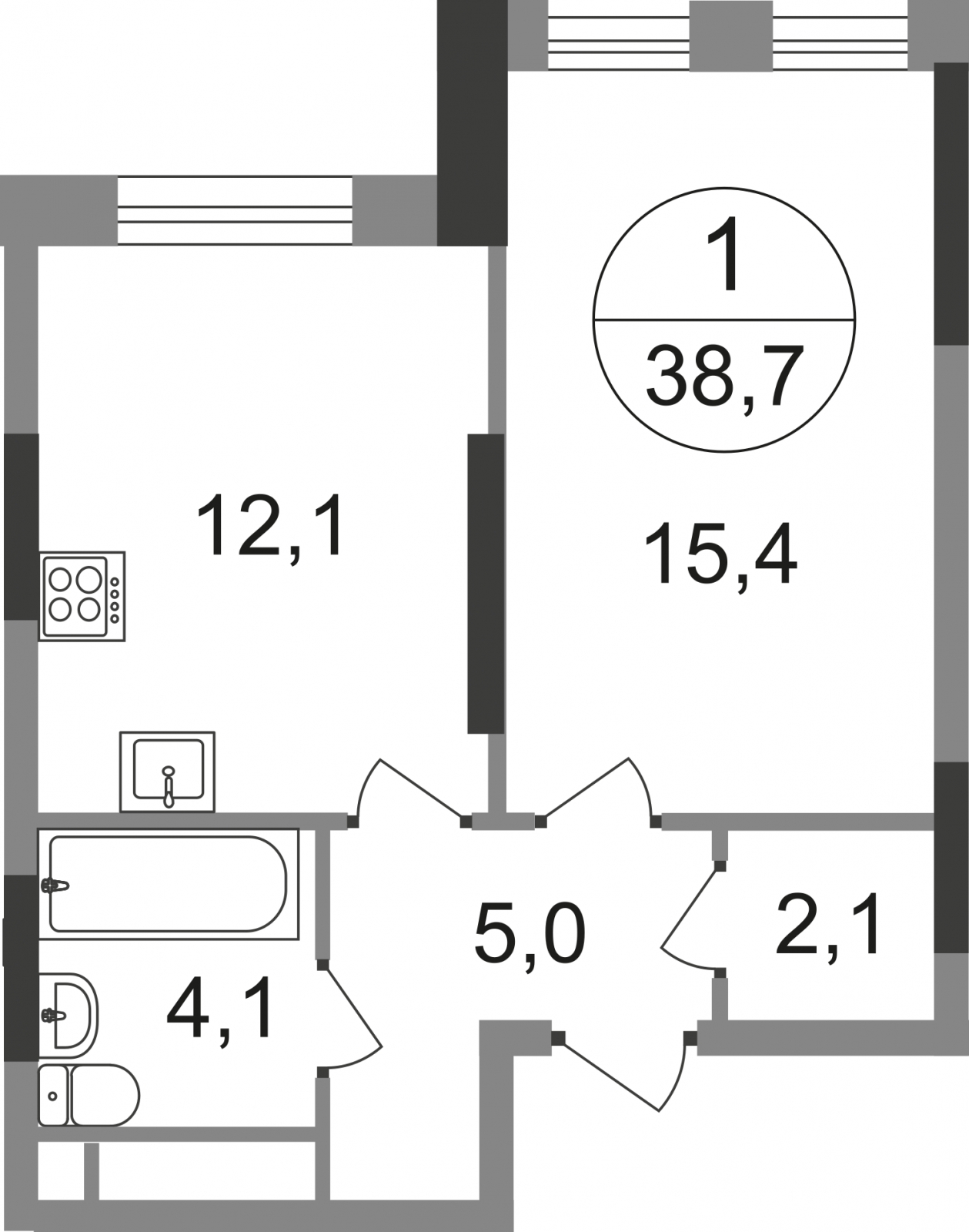 2-комнатная квартира в ЖК Эко Бунино на 9 этаже в 1 секции. Сдача в 1 кв. 2025 г.