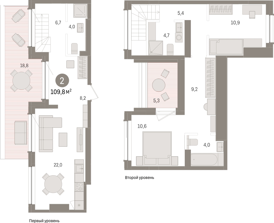 2-комнатная квартира с отделкой в ЖК Эко Бунино на 10 этаже в 9 секции. Сдача в 1 кв. 2025 г.