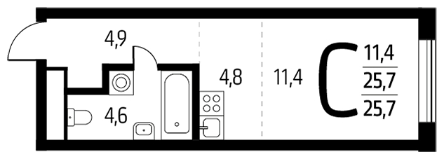 1-комнатная квартира с отделкой в ЖК Столичный на 11 этаже в 1 секции. Сдача в 2 кв. 2022 г.